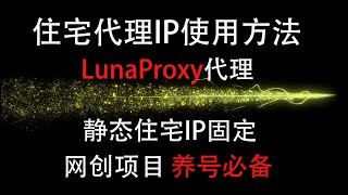 LunaProxy代理IP，住宅代理IP使用方法，静态住宅IP固定，网创项目，养号必备。 [upl. by Yonah]