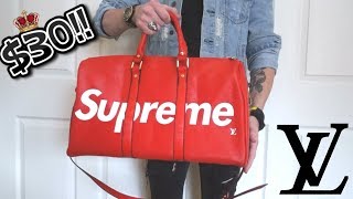 30 SUPREME x LOUIS VUITTON DUFFEL BAG  iOFFER REVIEW [upl. by Haldi277]