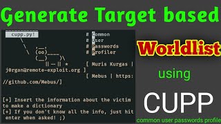 How to install CUPP tool and generate a target based Wordlist  Termux tutorial [upl. by Burra585]