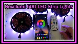 Nexillumi 50ft LED Strip Lights with IR Remote UltraLong LED Lights App Control Music Sync REVIEW [upl. by Yllaw827]