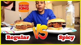 NEW BURGER KING SPICY HAND BREADED VS REGULAR HAND BREADED CHICKEN SANDWICH [upl. by Garate569]