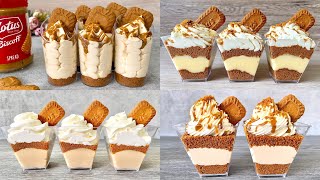 4 Easy NO BAKE Lotus Biscoff dessert cup recipes Easy and Yummy [upl. by Phionna]