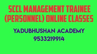 SCCL Management Trainee Personnel  Online Classes  Yadubhushan Academy [upl. by Carita]