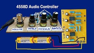 IC 4558D Audio Volume controller circuit  Bass Circuit 4558  Simplest Audio Amplifier Circuit [upl. by Tucky]