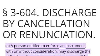 Discharge By Cancellation Or Renunciation [upl. by Watters]