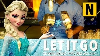 LET IT GO Disneys Frozen on wine glasses pots and pans [upl. by Leund33]