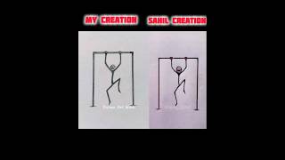 A stickman story👿🔥my creation vs SahilDraws creation stickman art creation shorts [upl. by Ameyn]