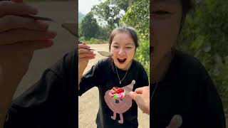 Chili sauce 🌶️ and fresh cream 🍦🤢🤮 funny funny video funny lollipop lollipop candy love food [upl. by Anisamot]