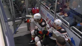 Trevor Zegras takes his anger out on the penalty box camera [upl. by Lenor114]