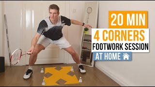 20 Min Four Corners Footwork Session  Technique and Coordination  Badminton at home [upl. by Clement]