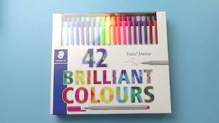 Testing Staedtler Triplus Fineliner 42 Color Pen Set Art Supplies Swatches [upl. by Zavras]