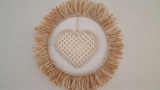 Macrame Heart With Raffia  Boho Style  DIY [upl. by Ordnas]