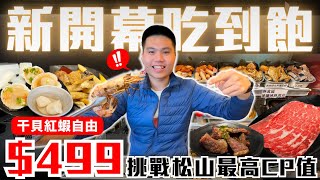 【老燒肉】＄499元吃到飽全新開幕！台北松山Buffet再添新軍！｜純正日式燒烤？｜天使紅蝦、干貝、和牛自由！｜究竟推不推薦呢？｜燒烤＋火鍋無限量吃到飽｜老燒肉八德店全品項開箱 [upl. by Orland769]