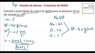 Calcular a quantidade de massa de NaOH para se preparar 50 mL de solução 01 M [upl. by Bird]