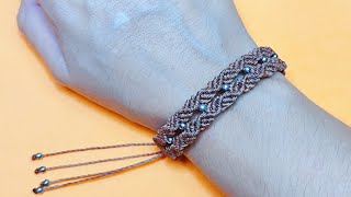 Como fazer Pulseira Macrame com MiçangasTutorial Passo a Passo✨ [upl. by Asor]