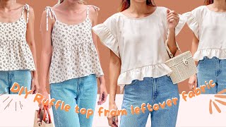 I made some cute ruffle tops from leftover fabric  Beginner friendly sewing tutorial [upl. by Assiralk]