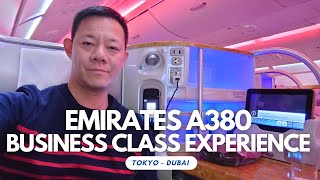 Emirates A380 Business Class Review NRT to DBX [upl. by Klug]