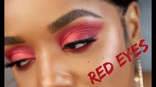 ALL RED EYE MAKEUP TUTORIAL  Ellarie [upl. by Jasen]