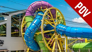 Medusas Slidewheel Crazy ROTATING Water Slide at Mt Olympus  1st in USA [upl. by Rennold]