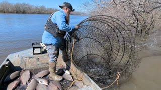 quotHOOP NET Fishing the BUFFALO SPAWN to catch UNBELIEVABLE Boat Loadsquot HOW TO  CATCH  CLEAN [upl. by Ginevra]