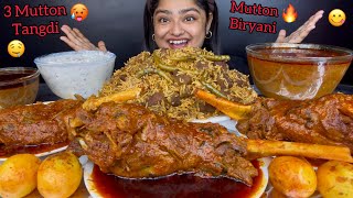 3 SPICY MUTTON RAAN CURRY WITH HYDERABADI MUTTON BIRYANI AND FRIED EGGS SPICY GRAVY ASMR MUKBANG [upl. by Siugram320]