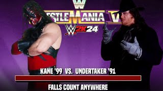 WWE 2K24  Kane 99 vs Undertaker 91 Falls Count Anywhere Match  Wrestlemania [upl. by Scrivings]