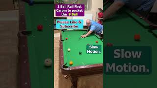 RAIL FIRST CAROM IN SLOWMO billiardtricks shorts trickshot trickshots [upl. by Solrac]