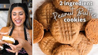 2 INGREDIENT COOKIES How to Make Keto Peanut Butter Cookies [upl. by Jordison118]