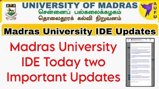 Madras University IDE Latest Two Update 👍 [upl. by Aramas]