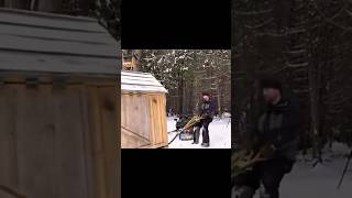 Man builds log cabin and drives into the woods to experience survival shelterbuilding shorts wood [upl. by Imled183]