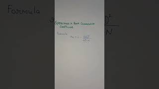 Formula of Spearmans rank correlation coefficient shortsviral youtubeshorts [upl. by Kettie560]