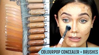 COLOURPOP No Filter Concealer  Brushes DEMO amp Swatches [upl. by Ahsiuqel468]