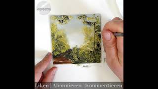 Waldweg ein kleines Landschaftsbild malen lernen mit Acryl  Acrylmalerei für Anfänger  Kurzvideo [upl. by Eppesuig]