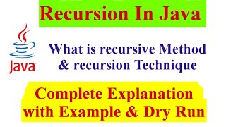 What is recursion In Java  Explain with code And Dry Run  JavaMind Techie [upl. by Airdnax]