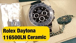 Rolex Daytona 116500LN Unboxing and Review  Ceramic Black Dial [upl. by Auqinot683]