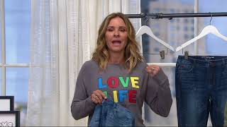 Peace Love World Cropped Jeans w Star Pattern Distressing on QVC [upl. by Imat]