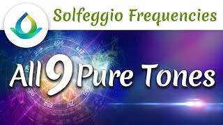 All 9 Solfeggio Frequencies  Pure Tone 30 minutes [upl. by Birdt]