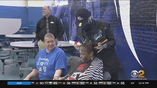 Carteret High School community shaves heads to support classmate [upl. by Shimkus813]