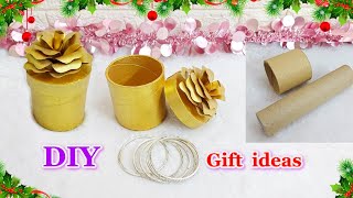 Easy Gift Box New year Gift Box from Empty rolls  DIY Best out of waste gift idea [upl. by Pinette]