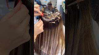 Hair extension beaded weft sew in quick install hairextensions extensions sewinweave amazing [upl. by Nilyahs349]