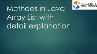 Methods in Java Array List with detail explanation  Java Course in Tamil [upl. by Frantz411]