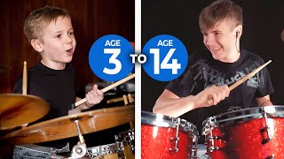 Progression of a Child Drummer ages 314 Avery Drummer [upl. by Aneba235]