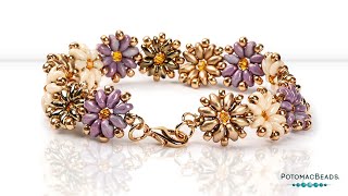 Zinnia Garland SuperDuo Bracelet Tutorial  DIY Jewelry Making [upl. by Jermain]