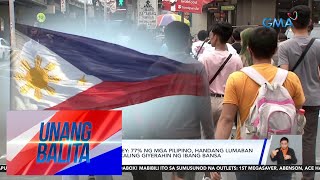 OCTA Research survey 77 ng mga Pilipino handang lumaban para sa Pilipinas sakaling  UB [upl. by Balcke]