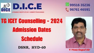 TG ICET Counselling  2024 Admission Dates [upl. by Apeed]