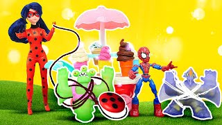 Supereroi giocattolo vogliono il gelato Come giocare con il pongo con Helpman Video per bambini [upl. by Bum]