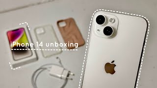 iPhone 14 128gb  aesthetic unboxing  camera test [upl. by Sanfourd]