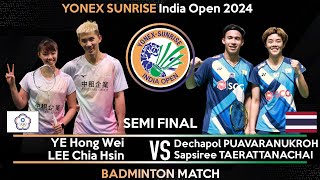 YE Hong Wei LEE Chia Hsin vs D PUAVARANUKROH S TAERATTANACHAI  India Open 2024 Badminton [upl. by Bej]