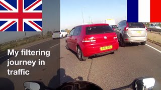 Riding in the UK first time from Europe Motorcycle Traffic Filtering [upl. by Halima511]