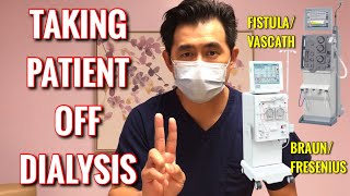 TAKING OFF DIALYSIS   BRAUN DIALOG FISTULA amp FRESENIUS 5008 VASCULAR CATHETER [upl. by Inanaup490]